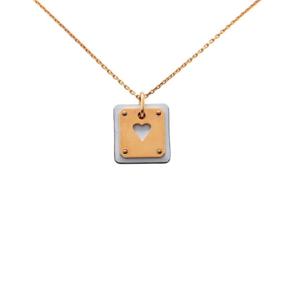 Hermes As de Coeur PM Necklace, Gold Multicolor Plated, Veau Swift Leather, W...